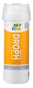 Frontview Angle in Orange Bottle: FROG DropH™ decreases pH and Alkalinity.